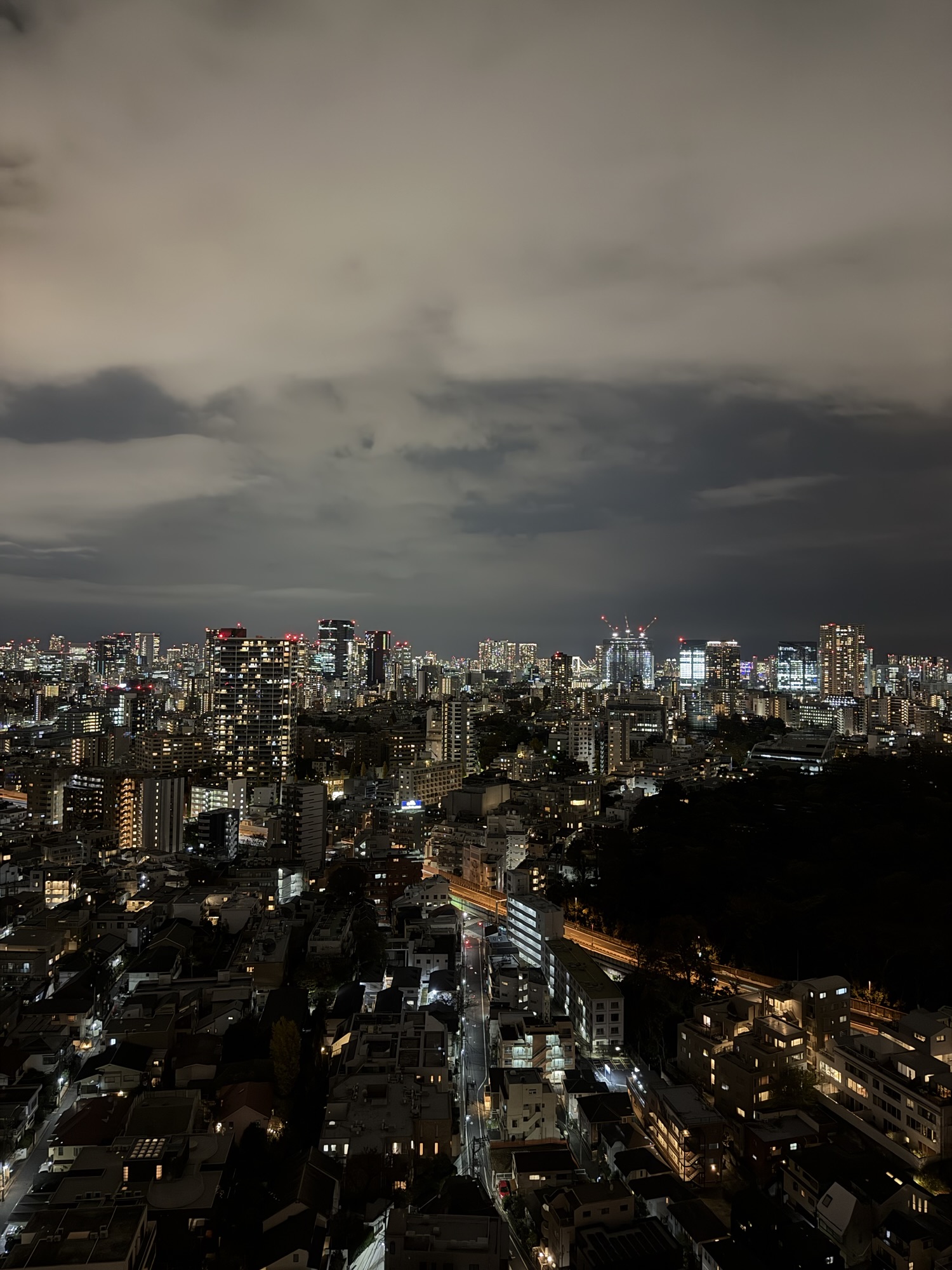 客室から見た都心のビル群の夜景