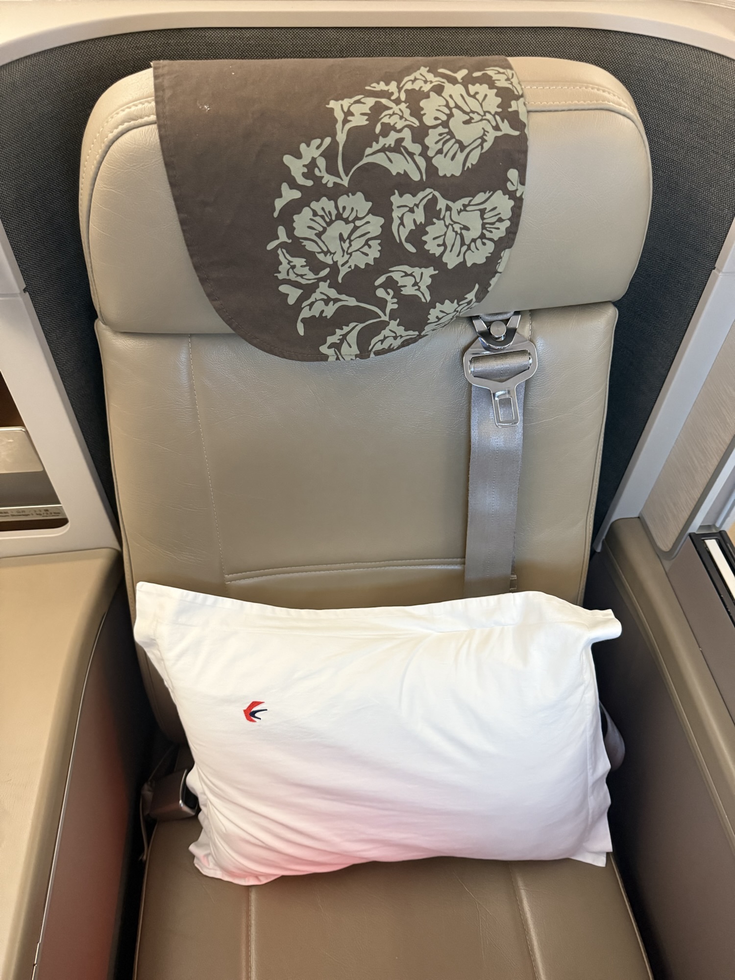 ビジネスクラスの枕とヘッドレスト