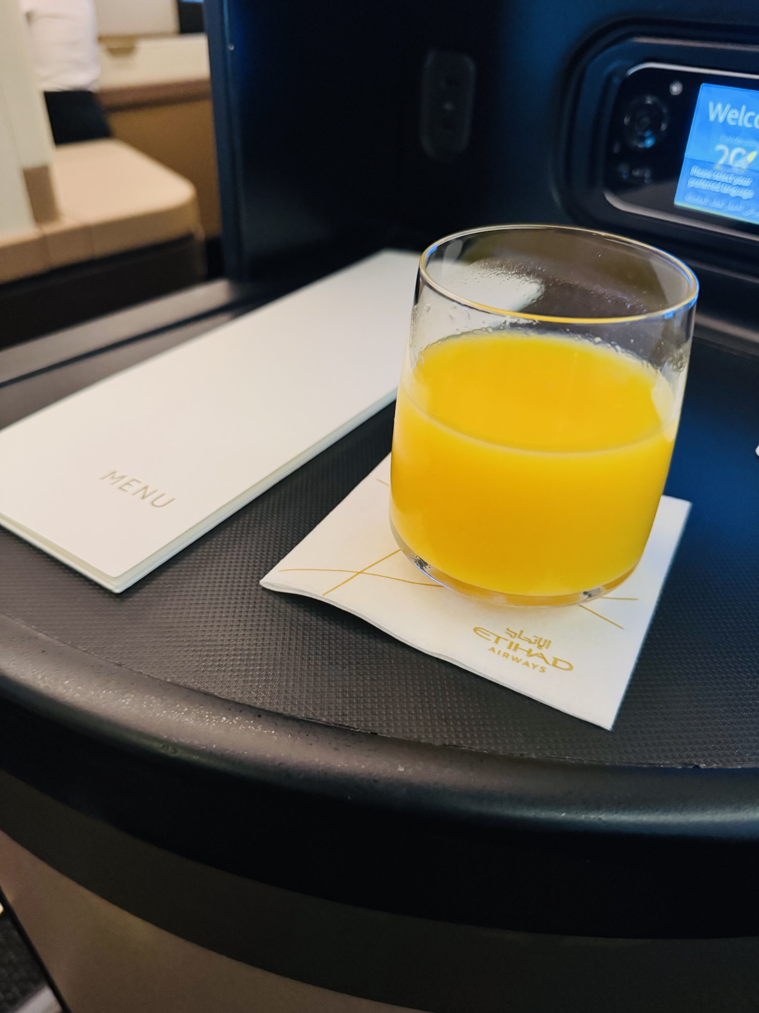 ウェルカムドリンクのオレンジジュース