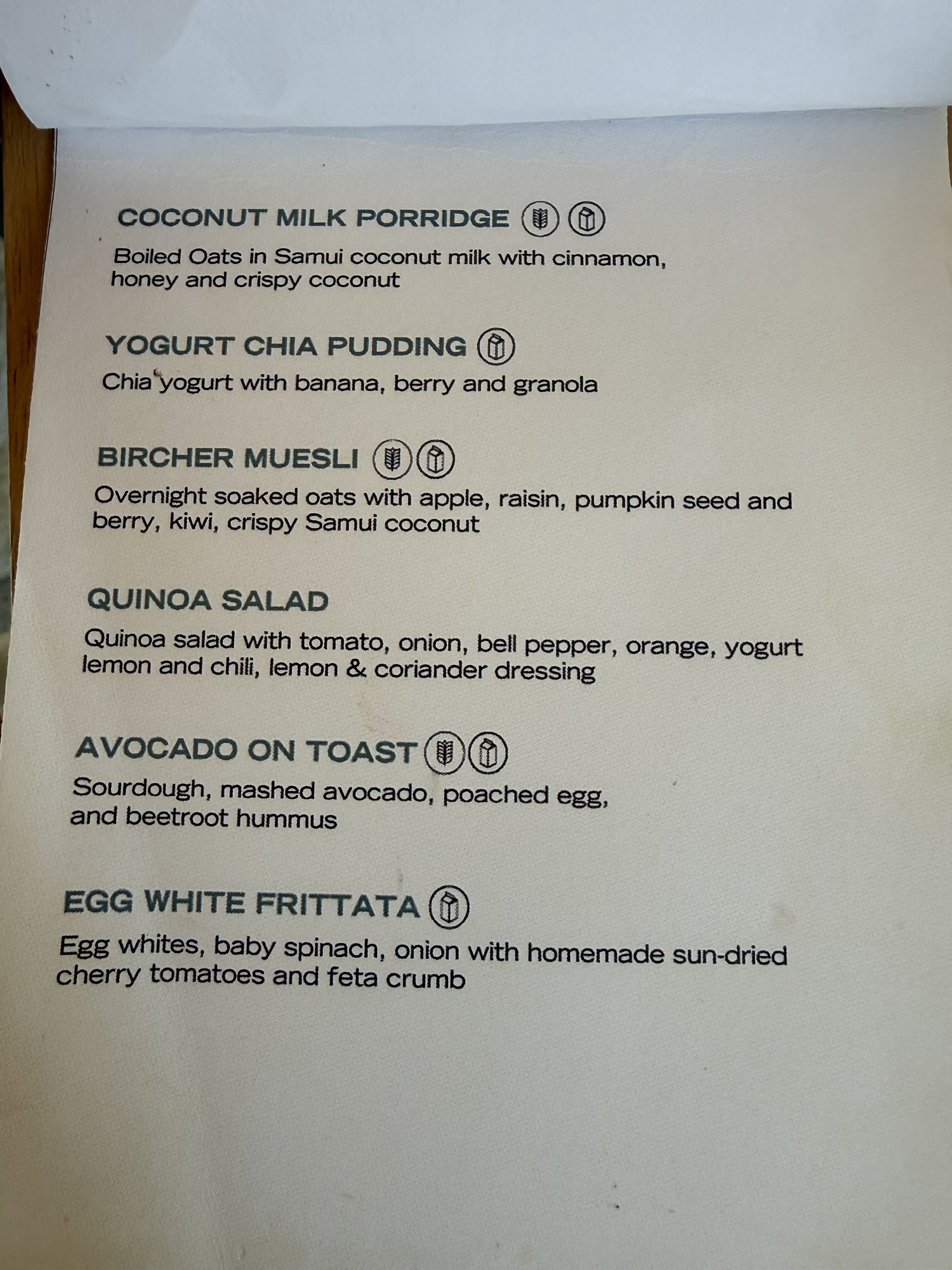 Cabanas Koh SamuiのHealthy Choicesメニュー